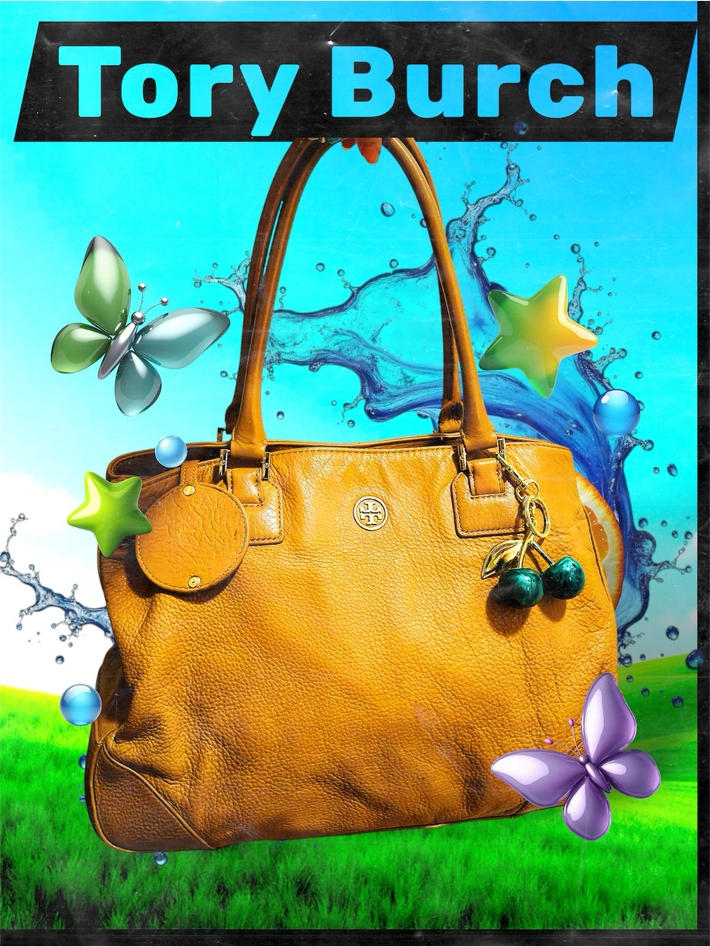 Vintage Tory Burch Mustard Leather Tote with Charm shoulder bag - Picture 4 of 15